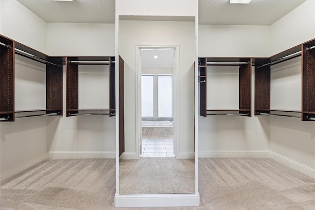 walk in closet featuring carpet floors