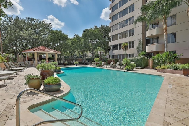 view of pool with a gazebo