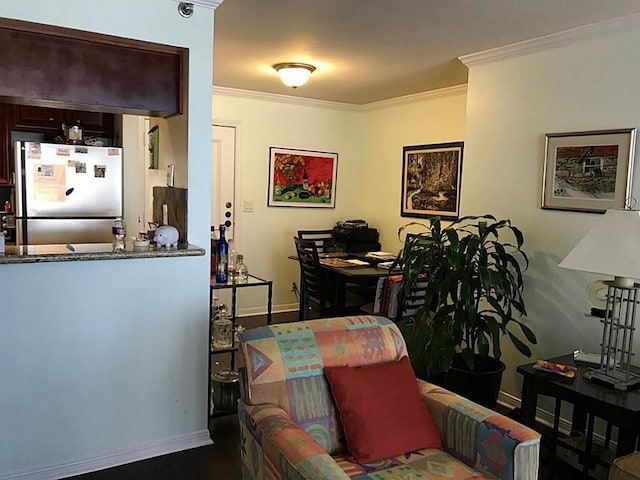 interior space featuring crown molding