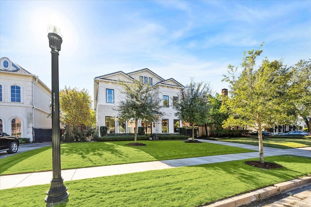 view of front of home featuring a front lawn