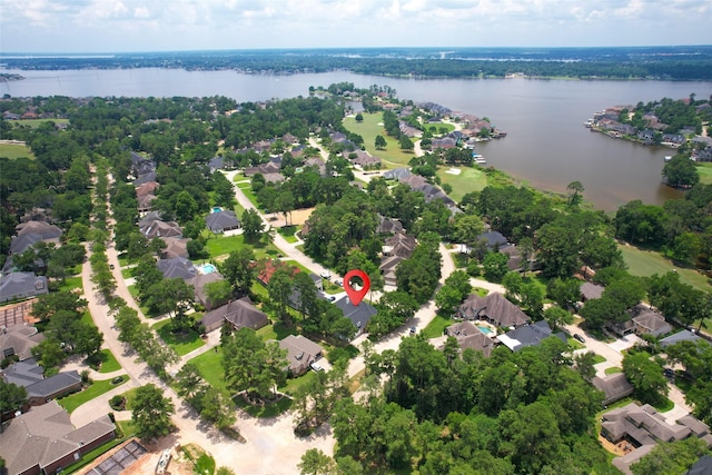 bird's eye view featuring a water view