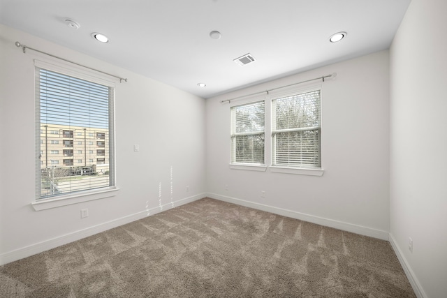 unfurnished room featuring carpet floors and a healthy amount of sunlight