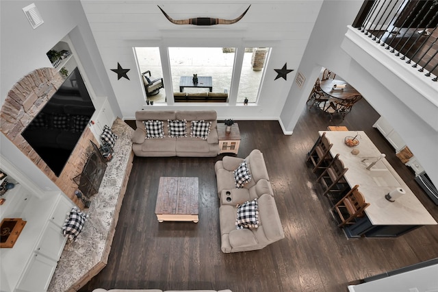 living room featuring wood-type flooring