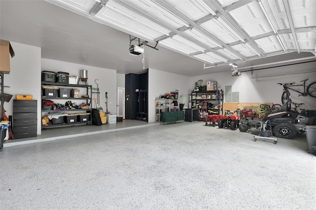 garage with a garage door opener