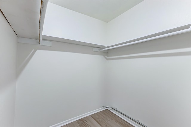 walk in closet with hardwood / wood-style flooring