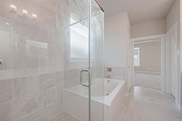 bathroom with independent shower and bath