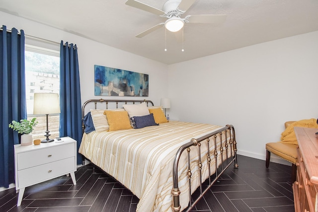 bedroom featuring ceiling fan