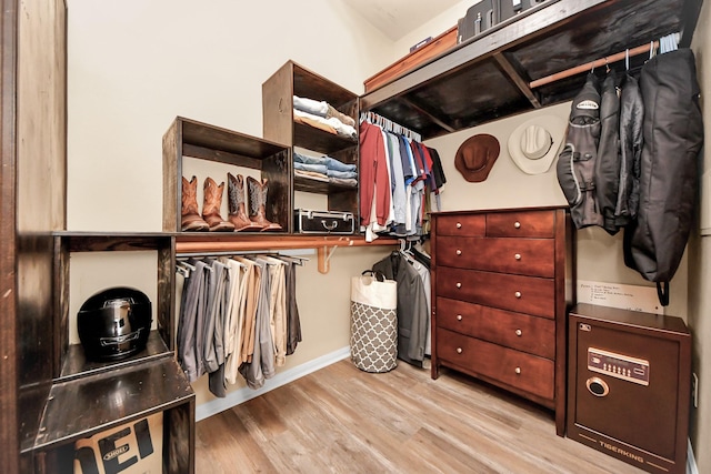 walk in closet featuring light hardwood / wood-style floors