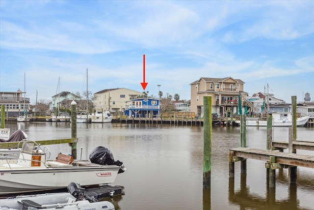 view of dock featuring a water view