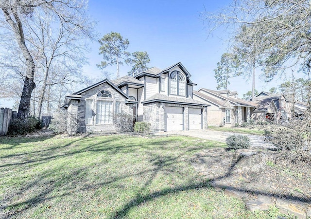 view of front of house featuring a garage and a front yard