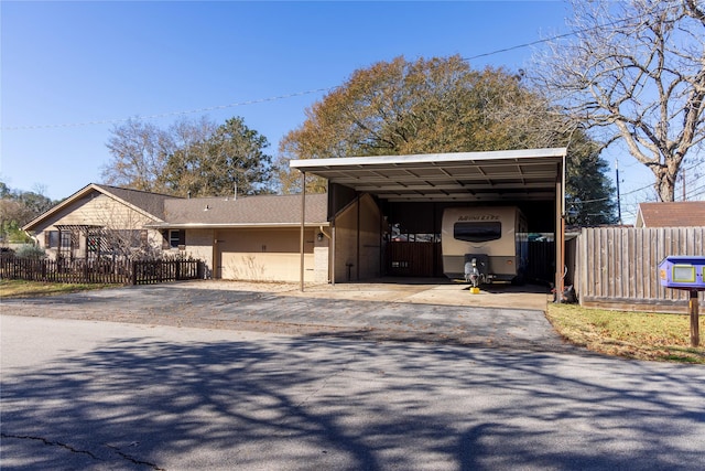 exterior space with a garage