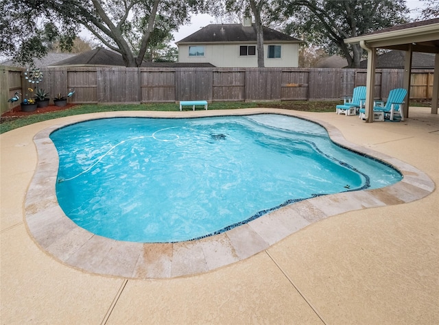 view of swimming pool with a patio area