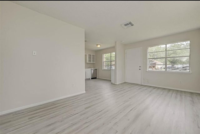 unfurnished living room with light hardwood / wood-style floors