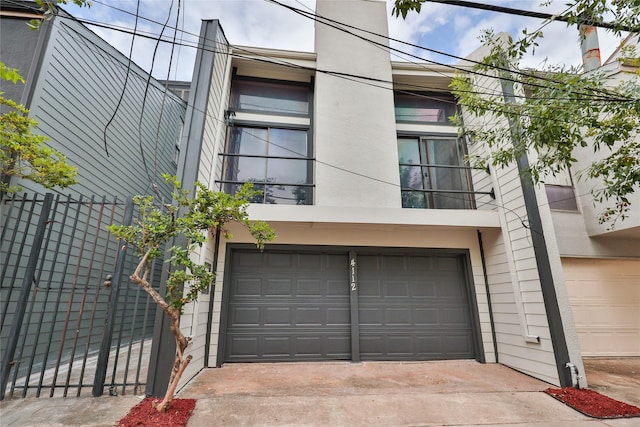 exterior space featuring a garage