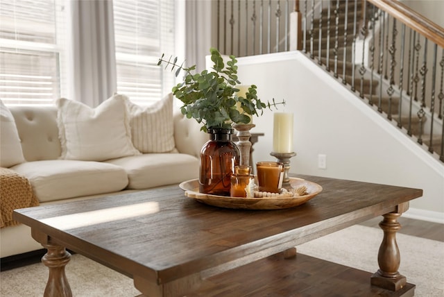 living room with hardwood / wood-style floors