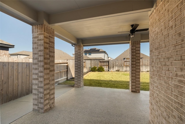 view of patio with ceiling fan