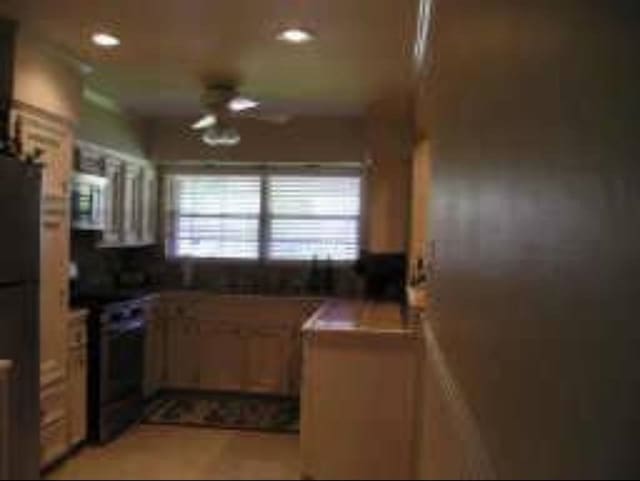 kitchen with black stove