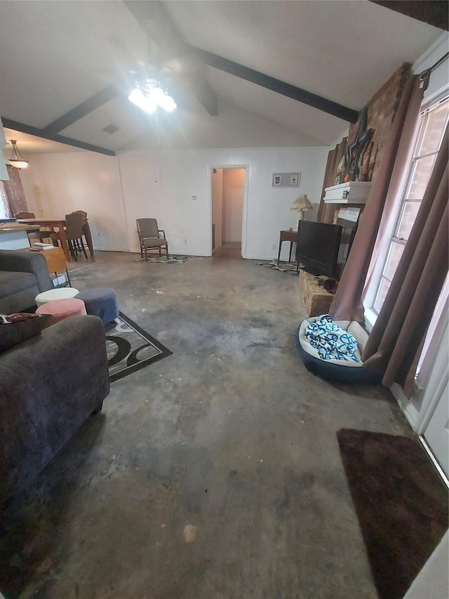 interior space featuring ceiling fan