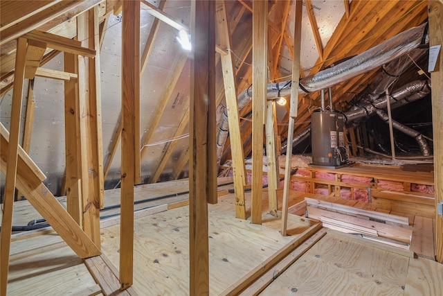 attic featuring water heater