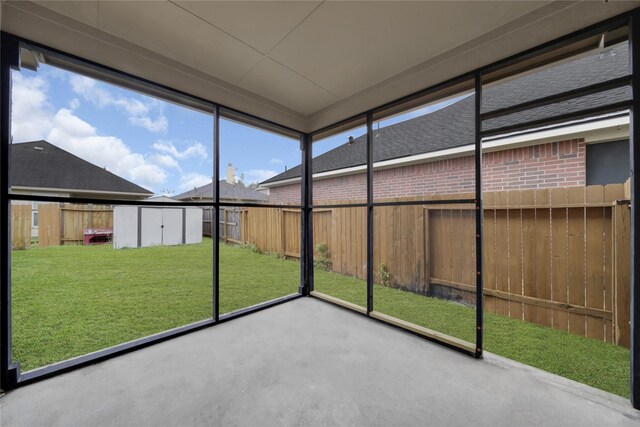 view of unfurnished sunroom