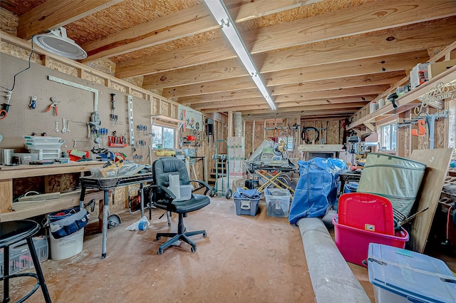 interior space with a workshop area