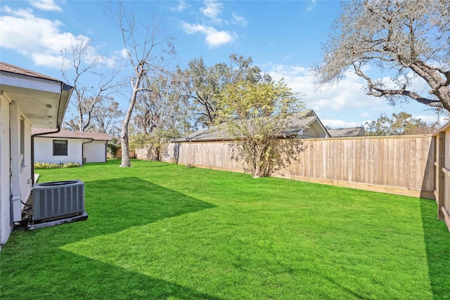 view of yard featuring central AC