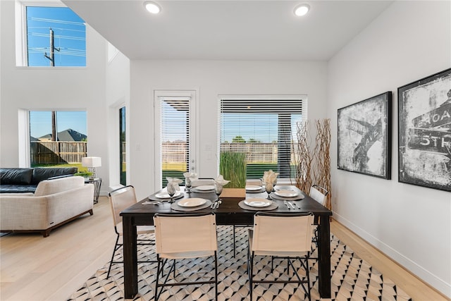 dining room with light hardwood / wood-style floors