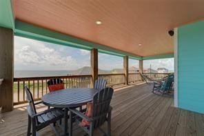 deck with a water view