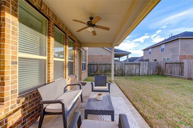 view of patio / terrace with ceiling fan