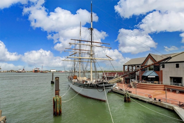 view of dock featuring a water view