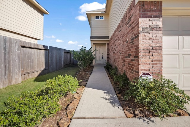 entrance to property with a garage