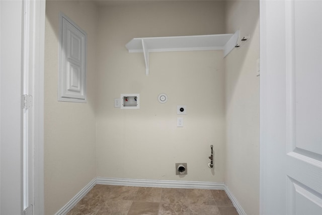 washroom with electric dryer hookup, washer hookup, and hookup for a gas dryer