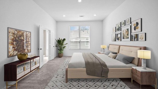 214 Fulton Station Dr, Houston, TX 77009 - bedroom featuring recessed lighting, carpet floors, and visible vents
