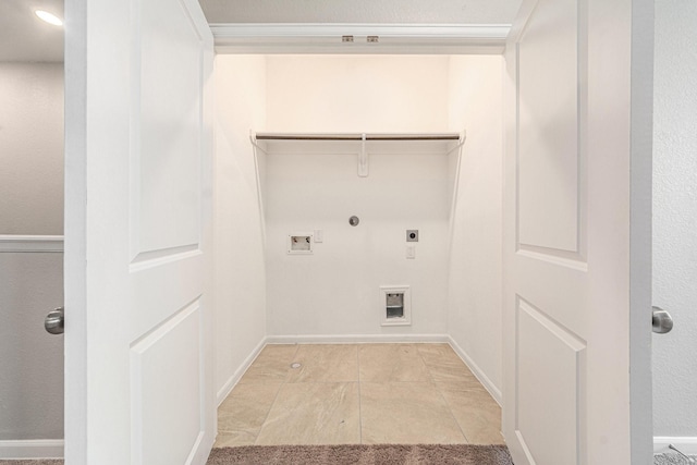 laundry room with hookup for a gas dryer, washer hookup, and hookup for an electric dryer