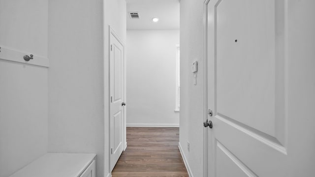 hall featuring dark hardwood / wood-style flooring