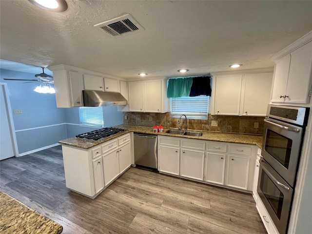 kitchen with white cabinetry, sink, and appliances with stainless steel finishes