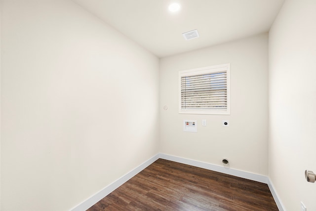 washroom with washer hookup, dark hardwood / wood-style floors, and hookup for an electric dryer