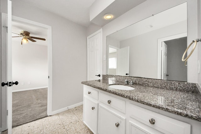 bathroom with vanity and ceiling fan