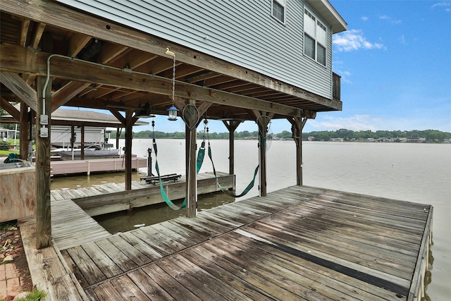 view of dock featuring a water view