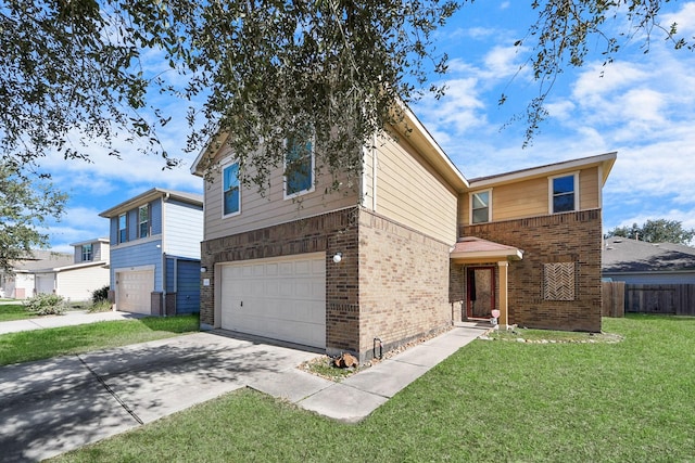 view of front of home featuring a garage and a front yard