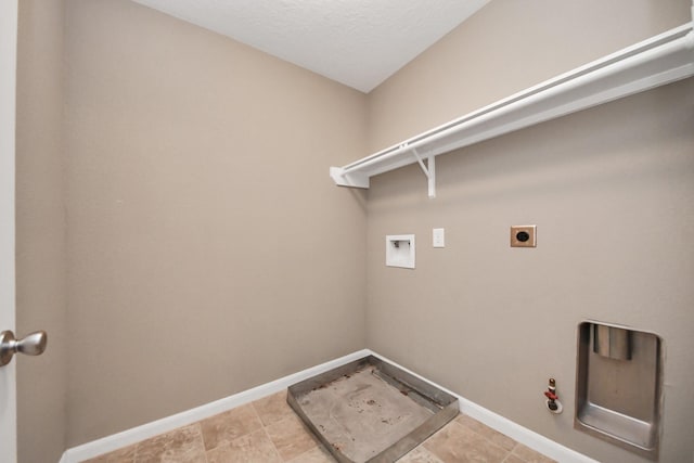 clothes washing area with gas dryer hookup, hookup for a washing machine, and electric dryer hookup