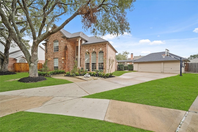 view of front of property with a front lawn