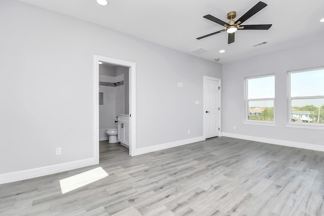 interior space featuring ceiling fan and light hardwood / wood-style flooring