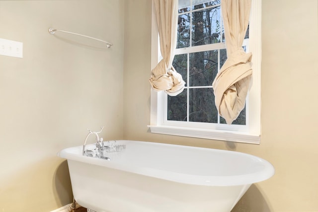 bathroom featuring a washtub