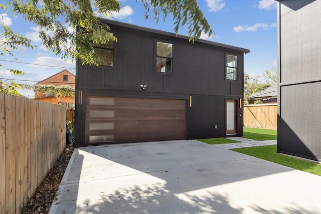 exterior space featuring a garage