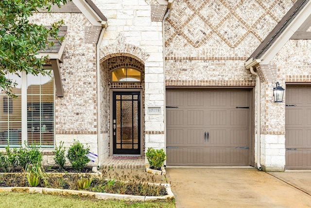 property entrance with a garage