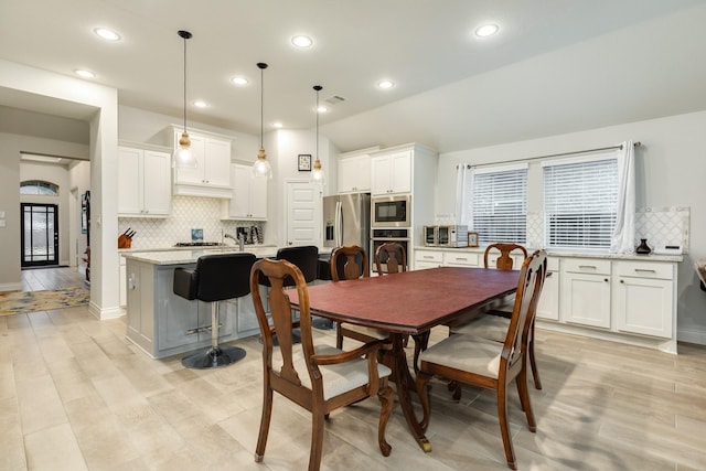 dining area featuring light hardwood / wood-style flooring