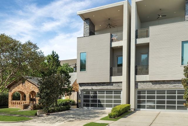 exterior space with a garage