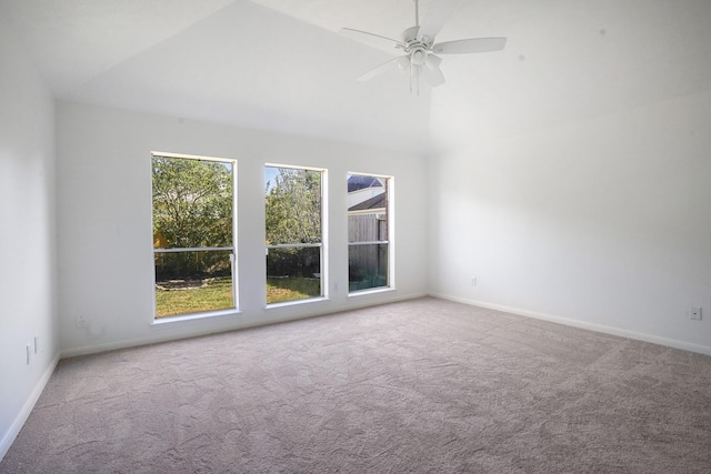 spare room with light carpet and ceiling fan