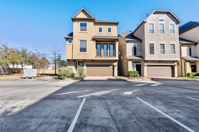 exterior space with a garage